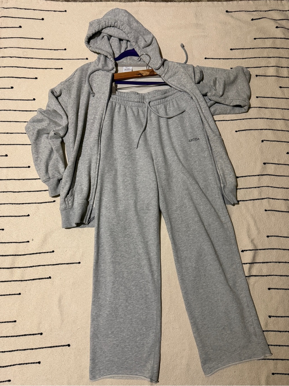 Aritzia Terry SweatFleece Boyfriend Wide Leg Pant (Matching Top: heather chrome)